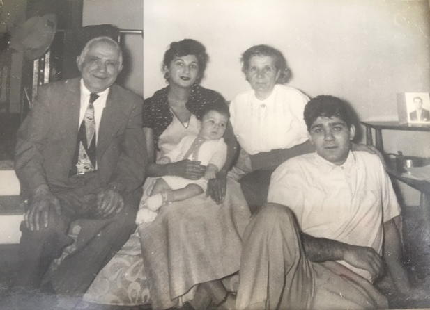 Bob far right seated, mother Zari holding Marc, surrounded by Bob's grandparents