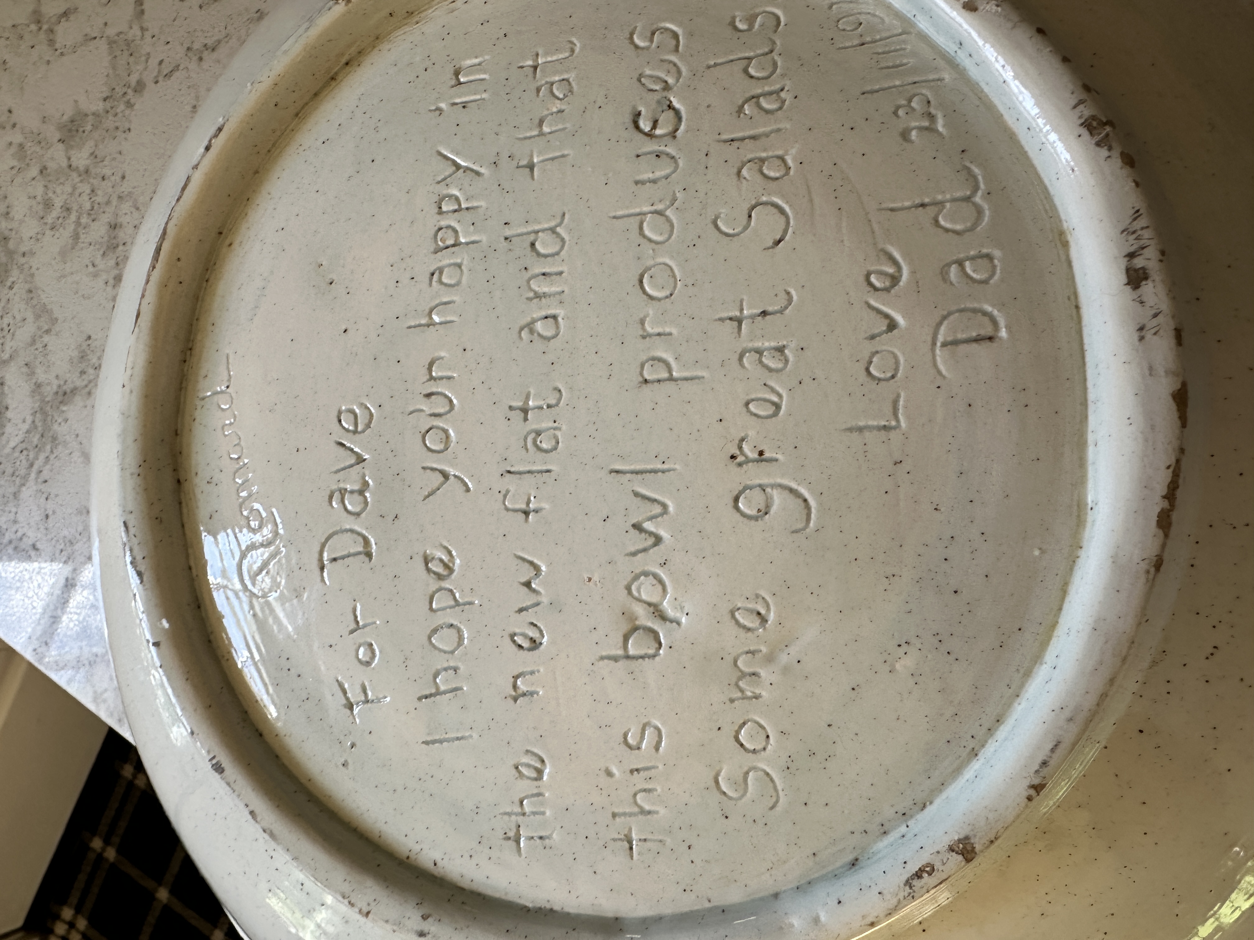 Ceramic bowl inscribed by Romard to David