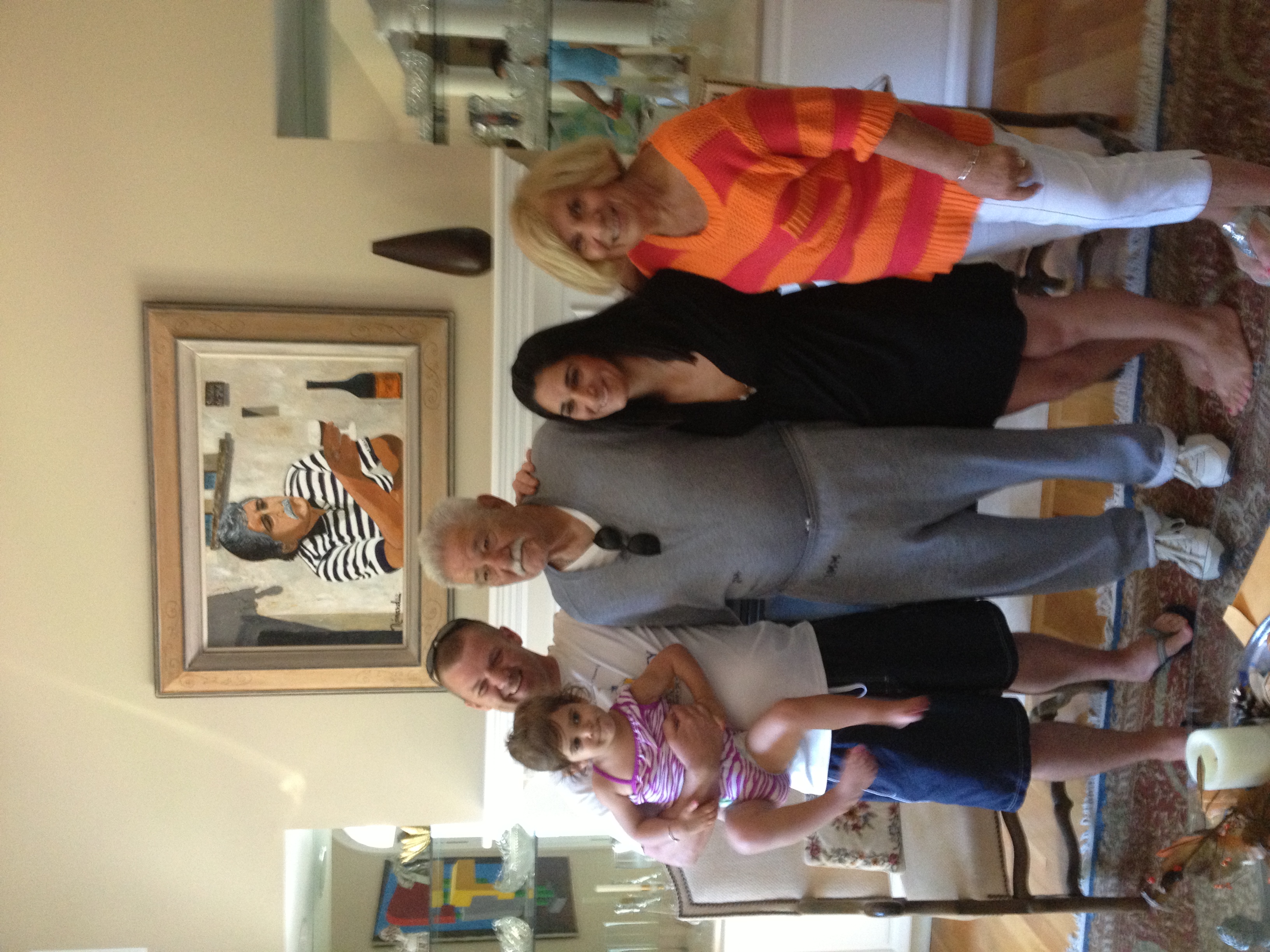 Family gathered around a Romard painting