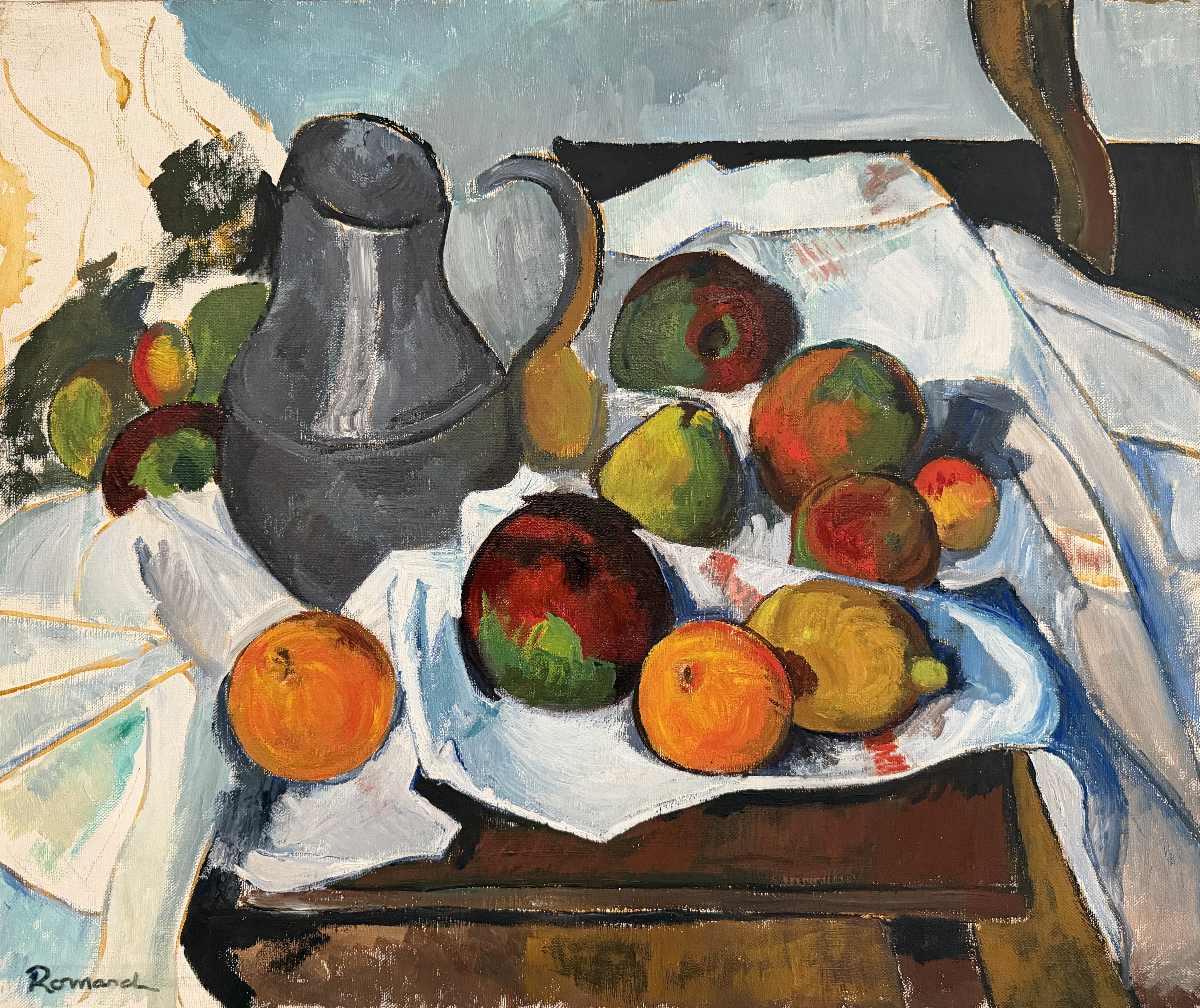 Romard — Still Life with Pitcher and Fruits