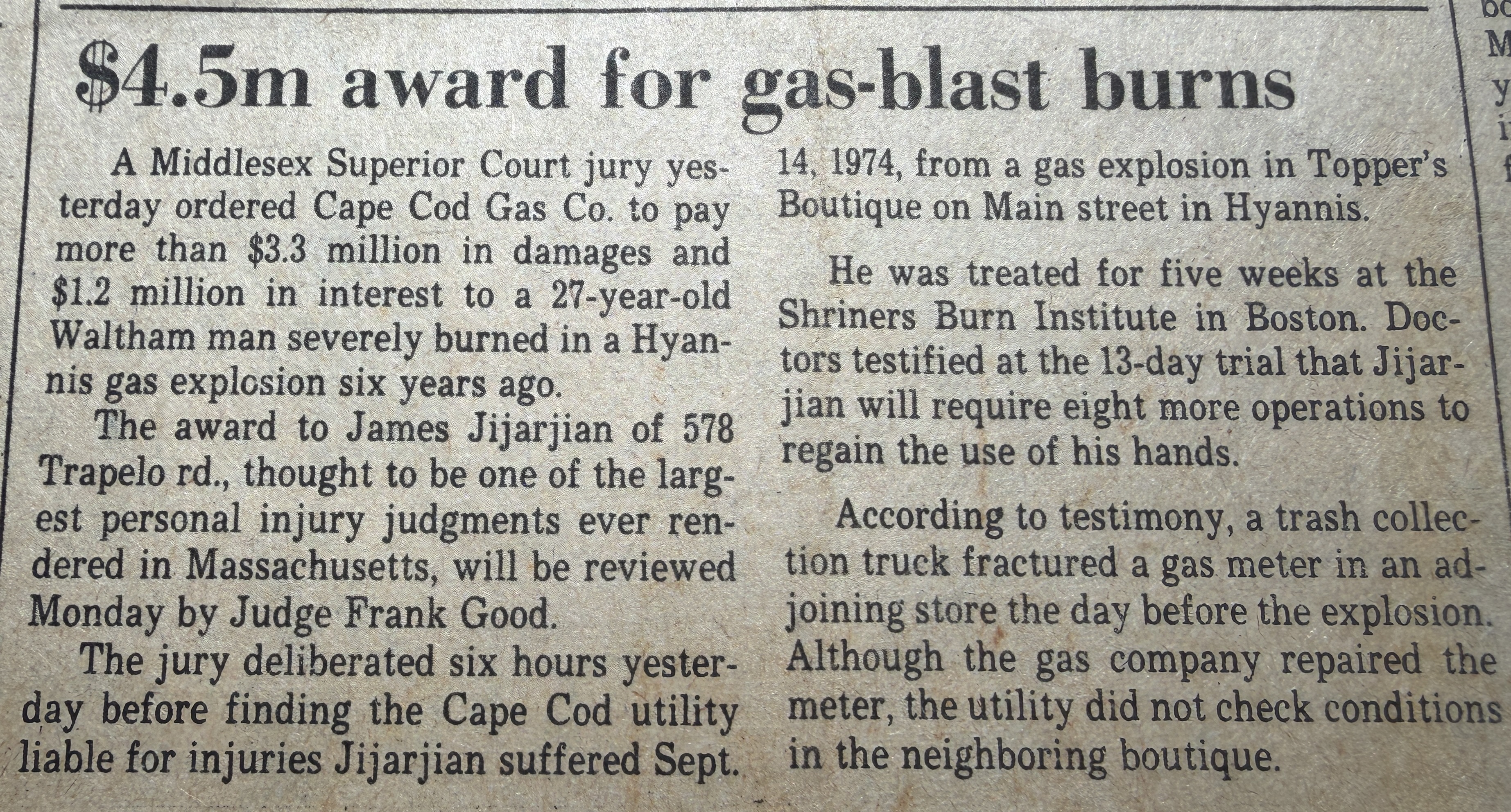 $4.5m award for gas-blast burns