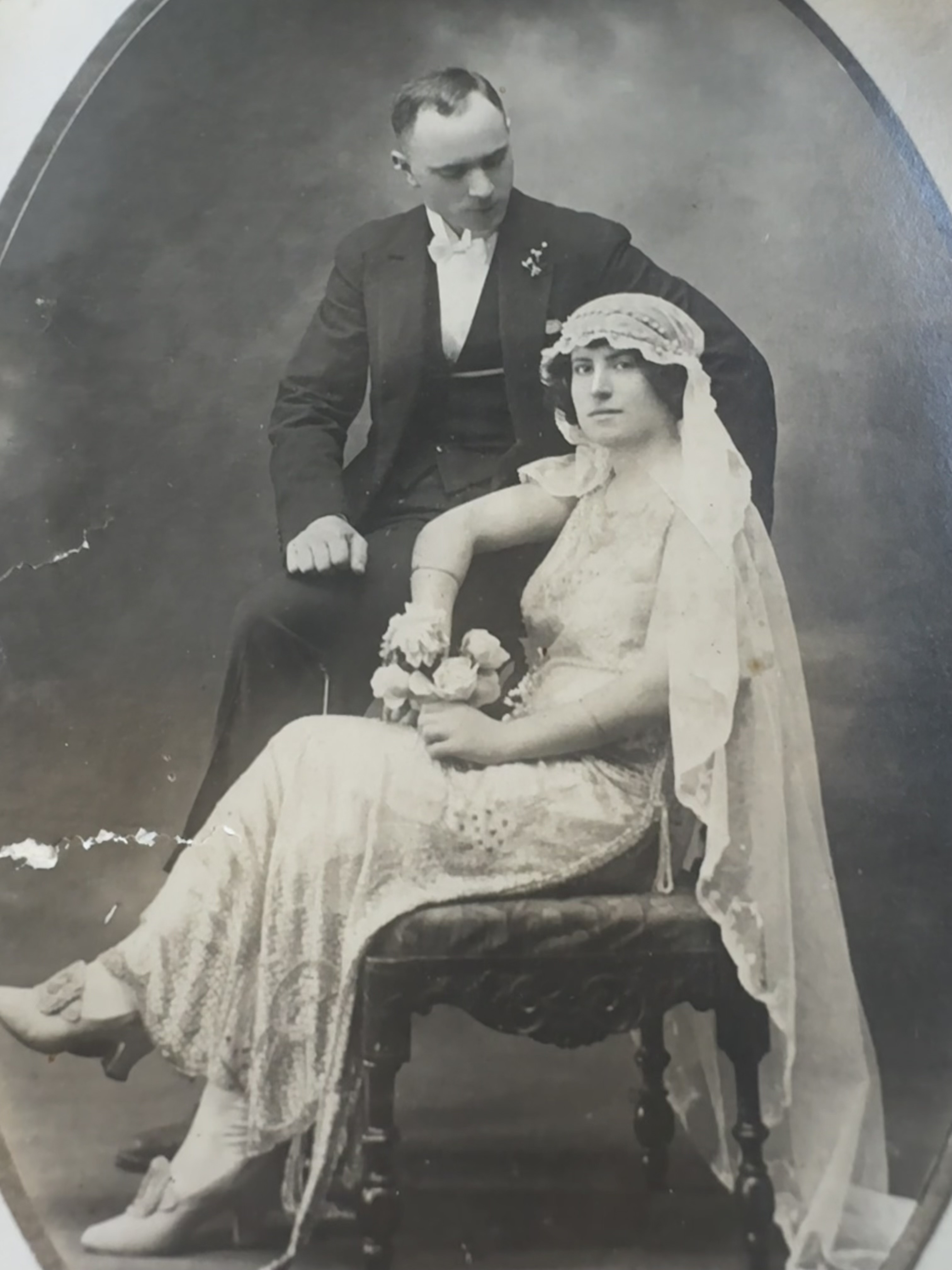 Avedis and Margaret Seferian — wedding day, 1920s