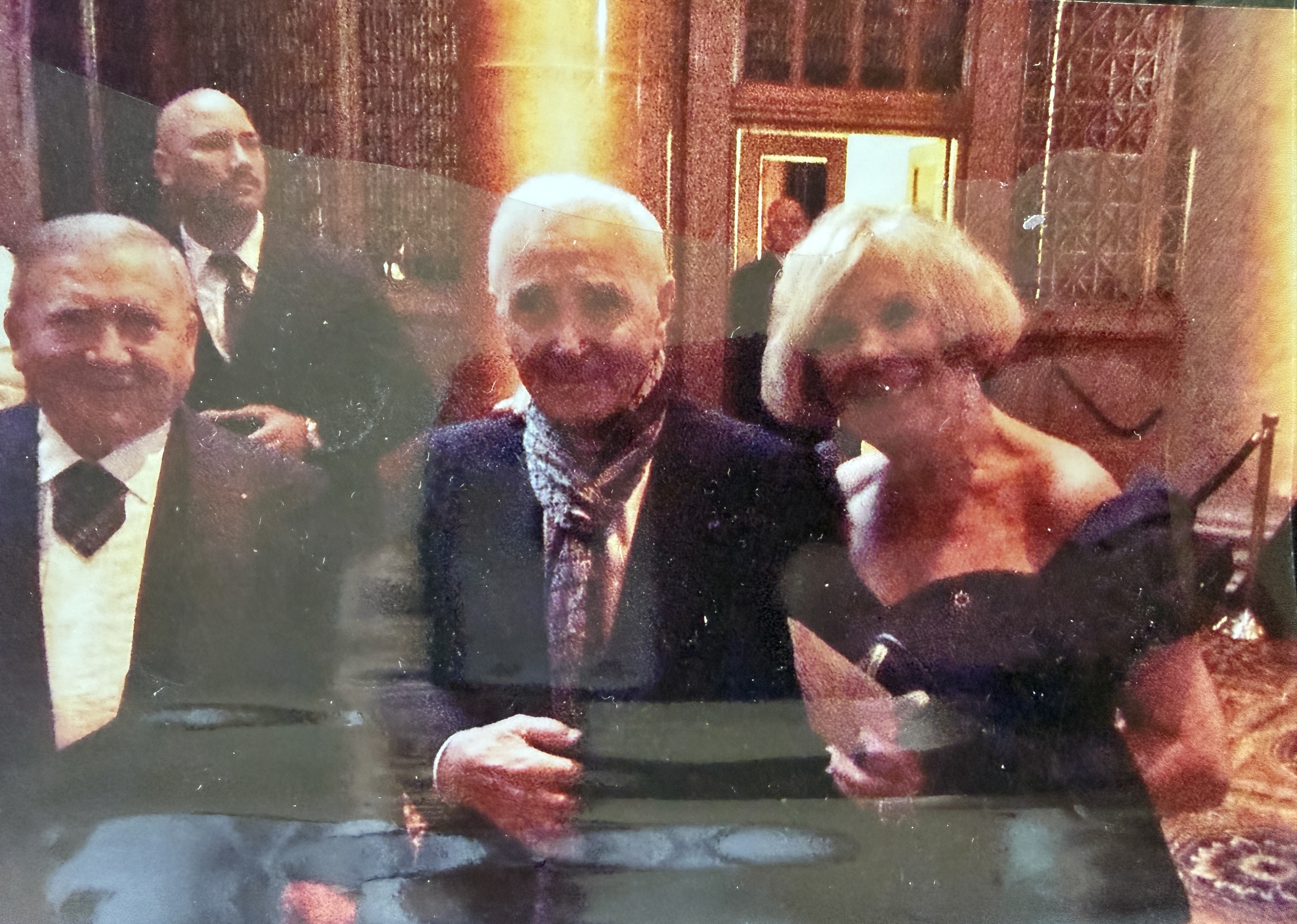Lévon Sayan, Charles Aznavour and Madeleine at Fund for Armenian Relief gala, NYC